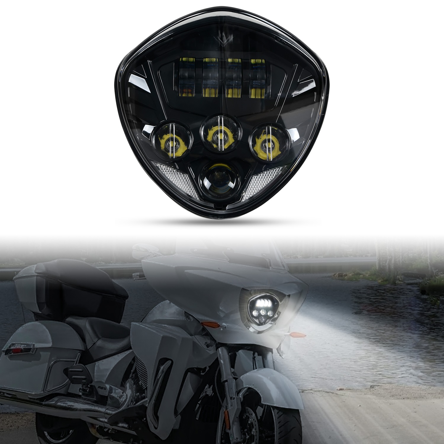 LED Headlights Assembly for Polaris Victory 2005-2018