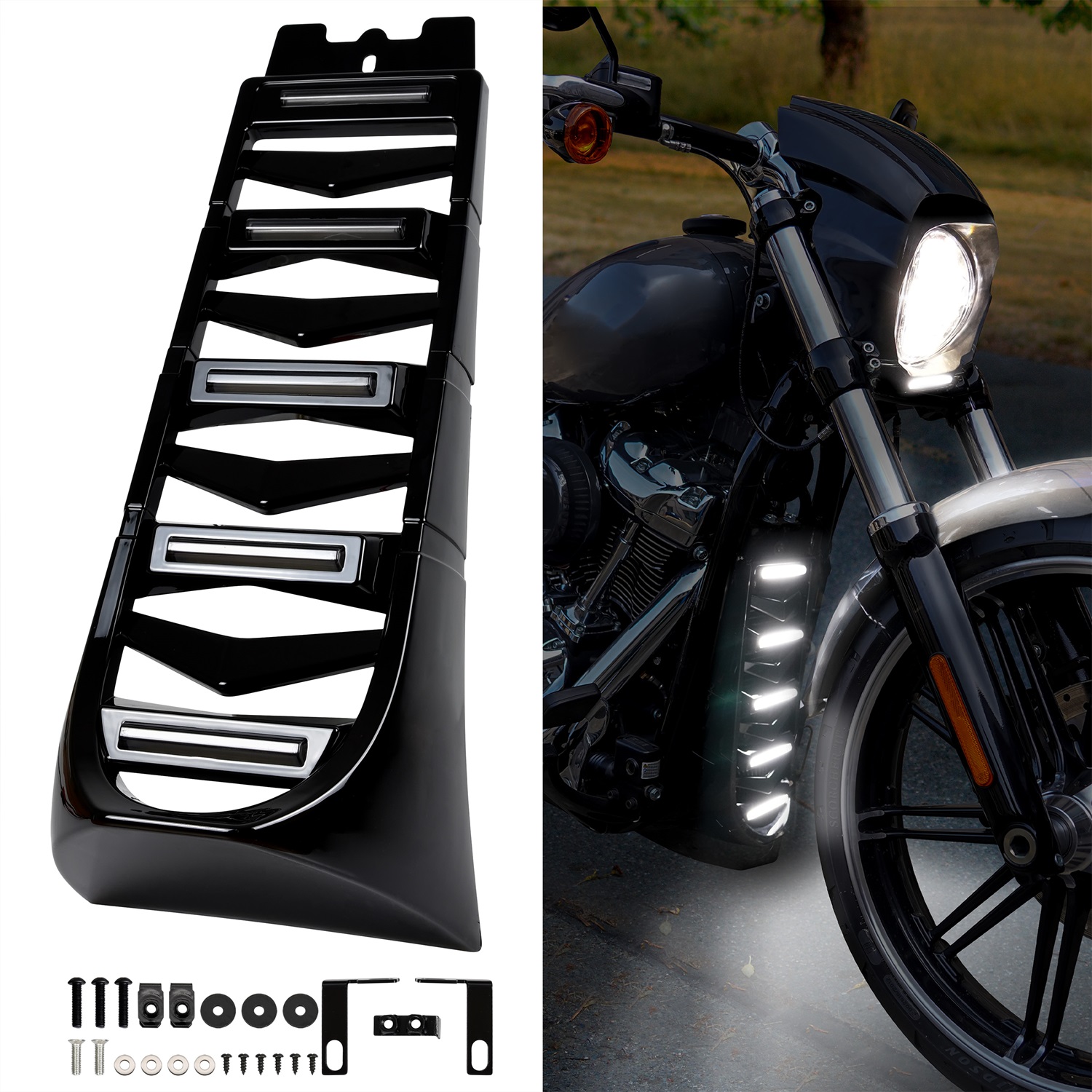Motorcycle Front Chin Fairing Spoiler Assembly for Harley Davidson Softail Breakout Street Bob Fat Bob 2018-2022
