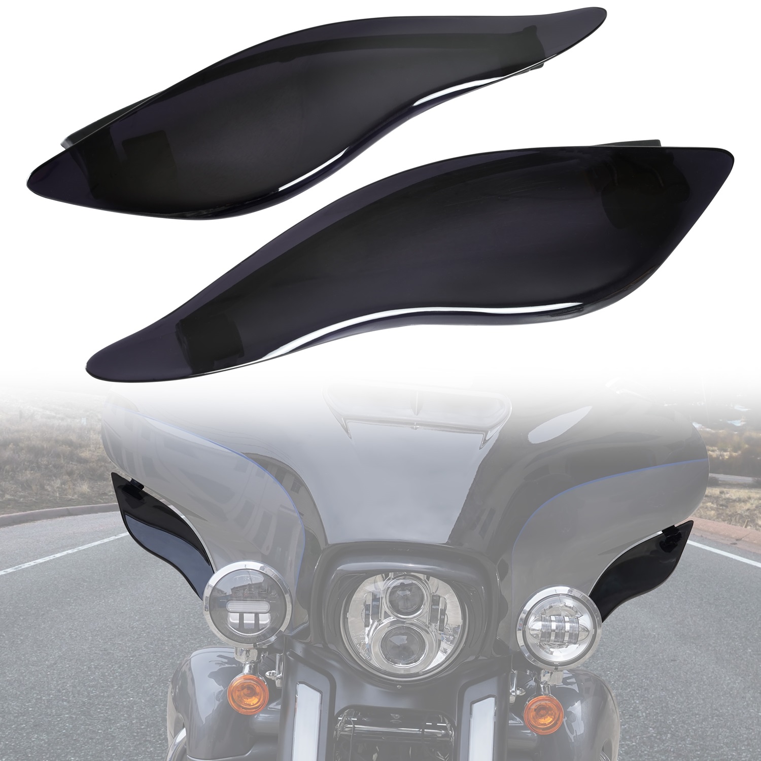 Motorcycle Adjustable Air Deflector Fairing Side Wings Windshield Adjustable Wind Deflectors Fairing Side Shield for Harley Davidson Electra Glide Street Glide Trike 2014-2022