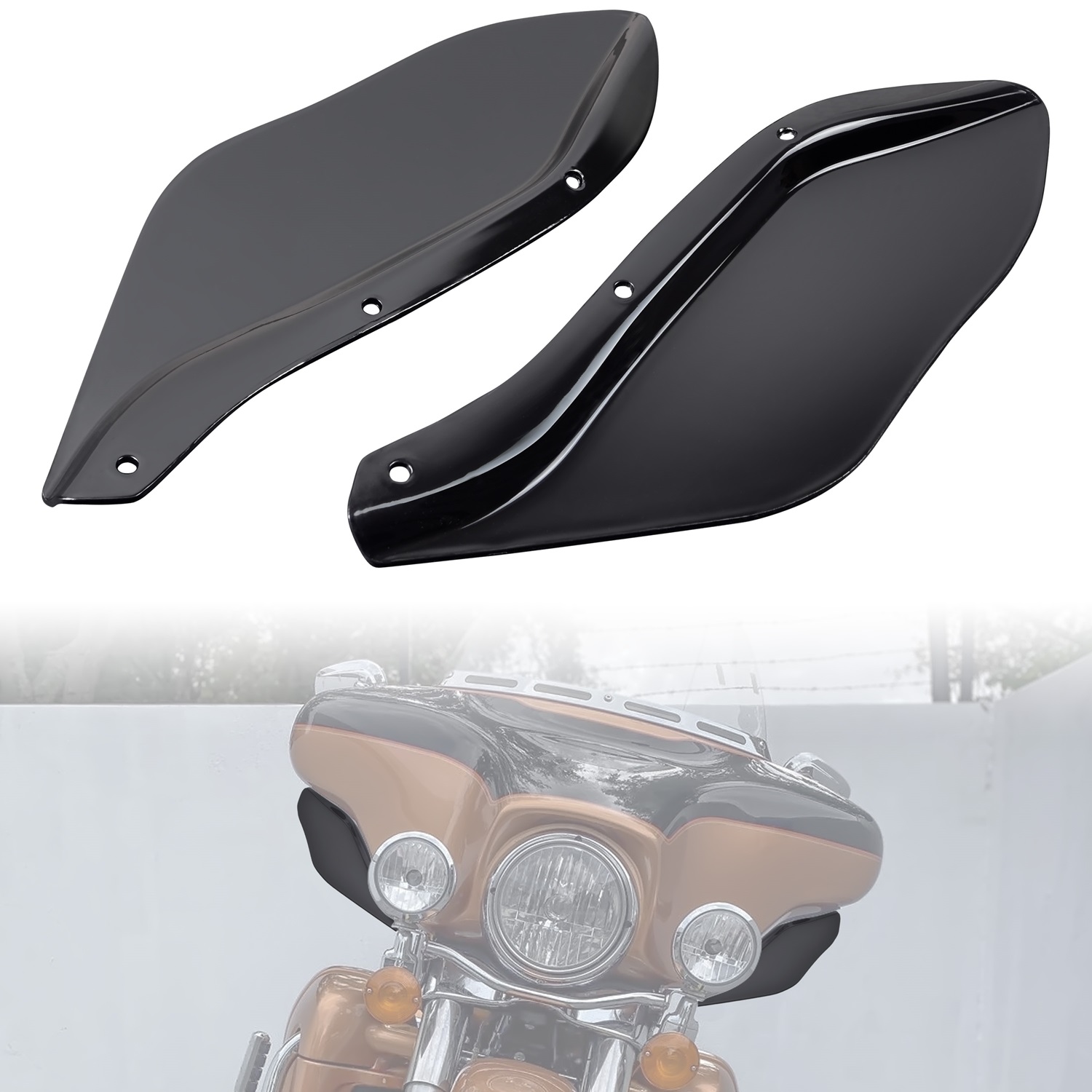Smoked Fairing Air Deflector Windshield Motorcycle Fairing Side Wings Fixed-position Wind Deflectors Side Shield for Harley Davidson Electra Glide Street Glide Trike 1996-2013