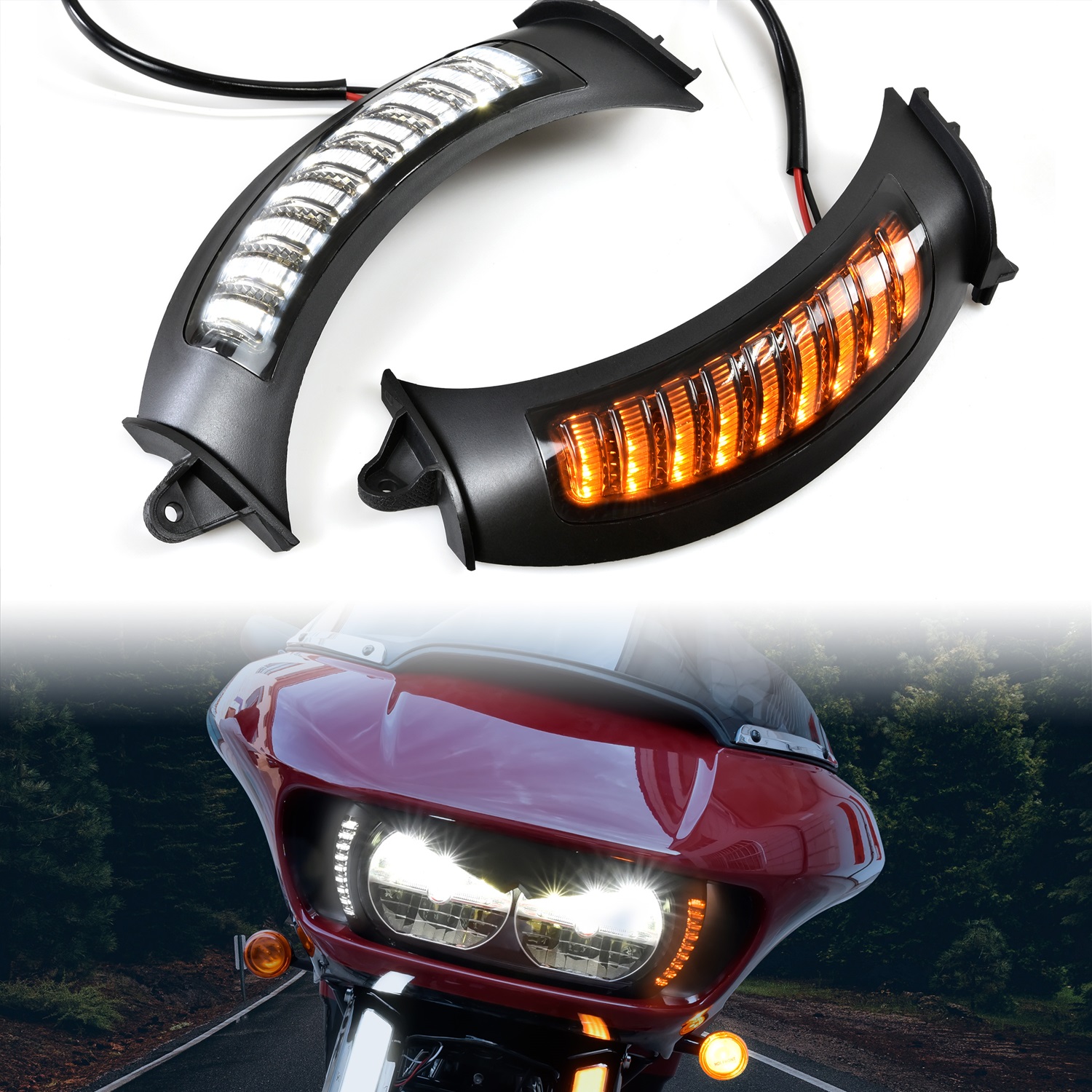 LED Vent Front Turn Signals Side Lights for Harley Road Glide 2015-2020
