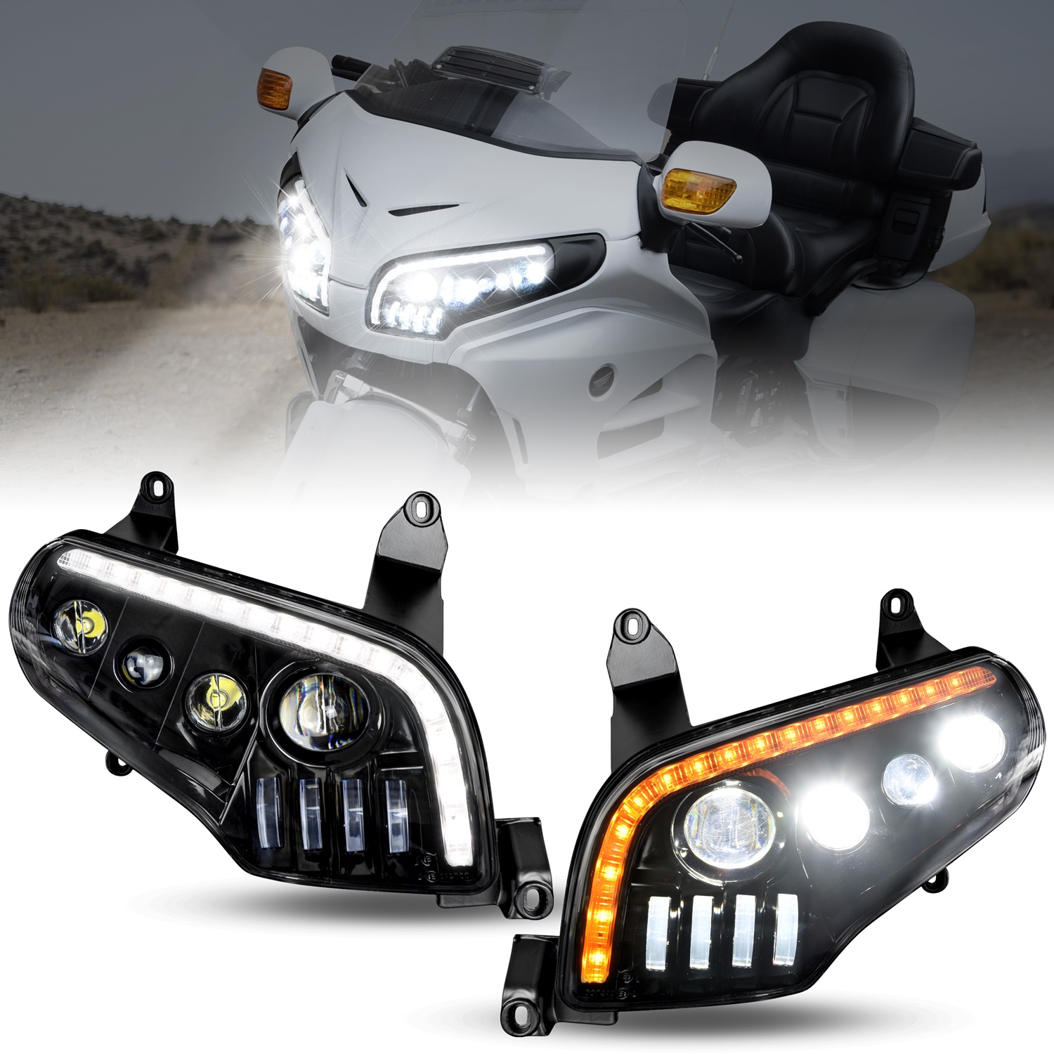 LED Headlight Assembly for Honda Gold Wing GL1800 2001-2018