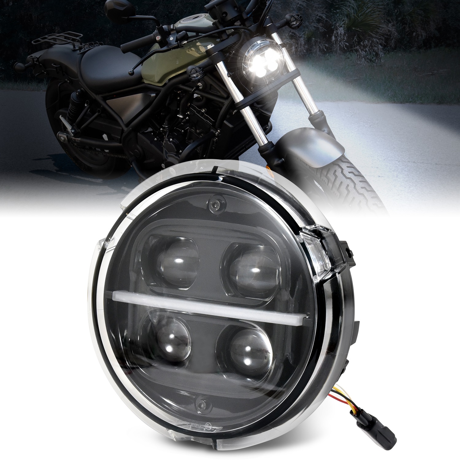 LED Headlight Assembly for Honda Rebel CMX300 ABS 2017-2024