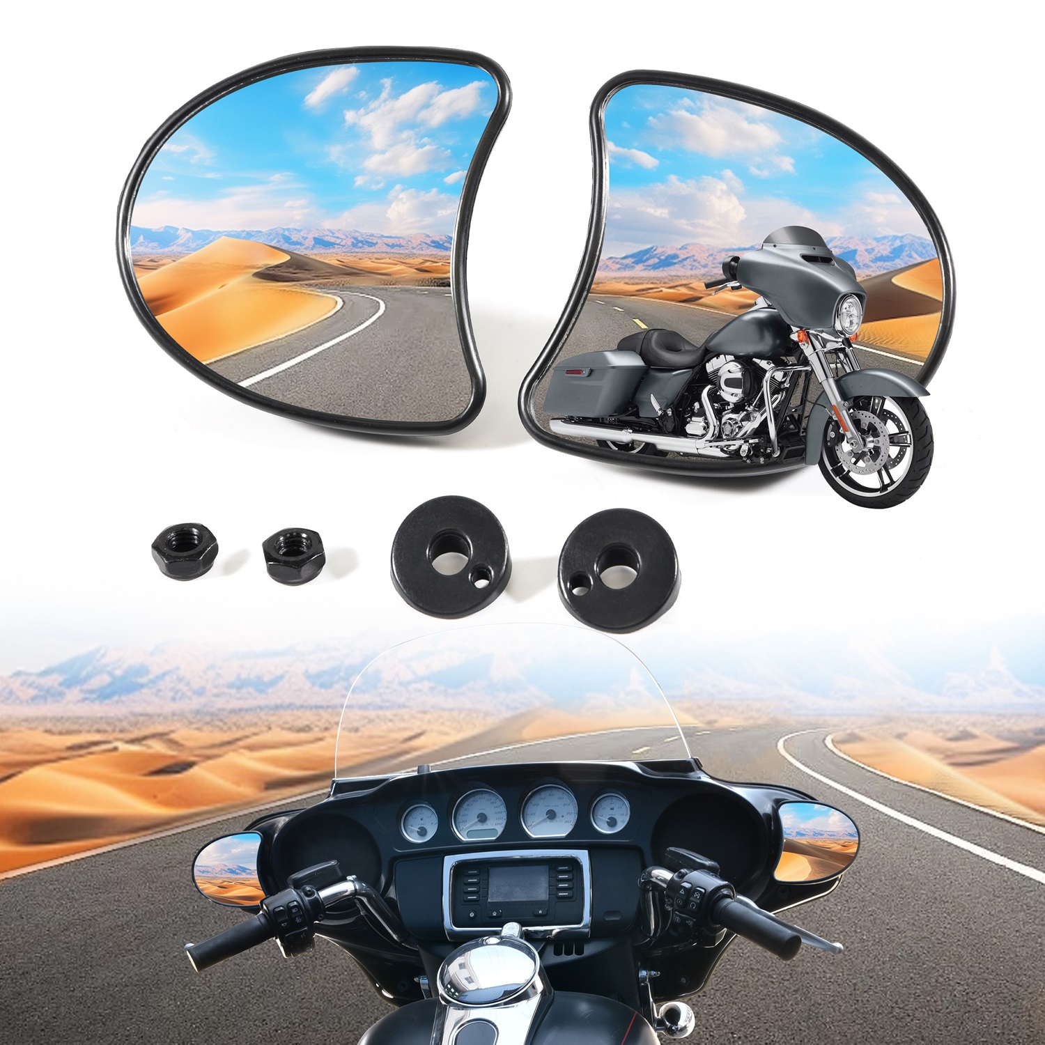 Fairing Mount Rear View Mirror for Harley Davidson Touring Electra/Tri/Street Glide Ultra Limited 2014-2024