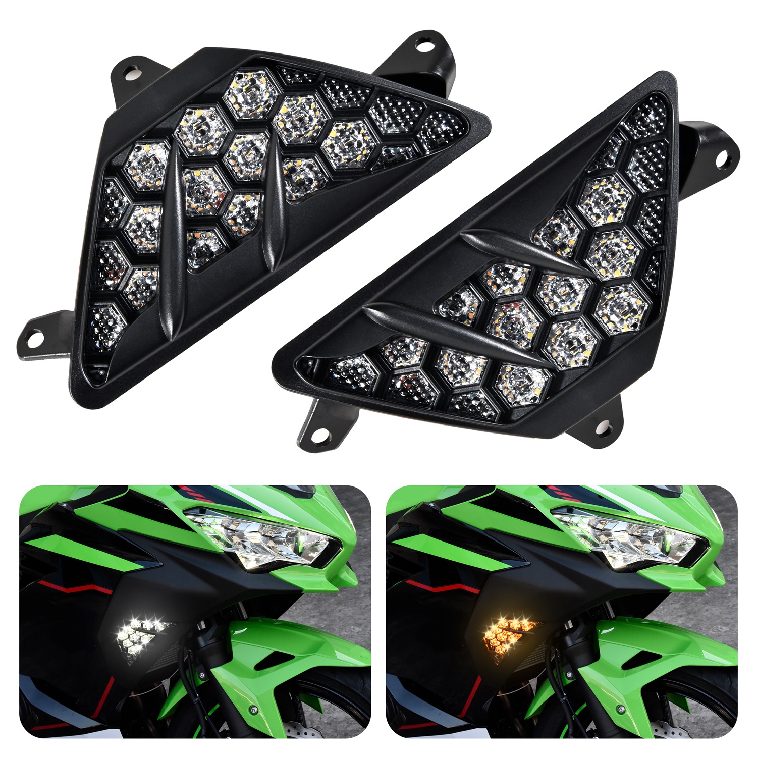LED Front Turn Signal Indicator Light for Kawasaki Ninja 400 Ninja 300 Ninja 650 Ninja 1000 2013-2024
