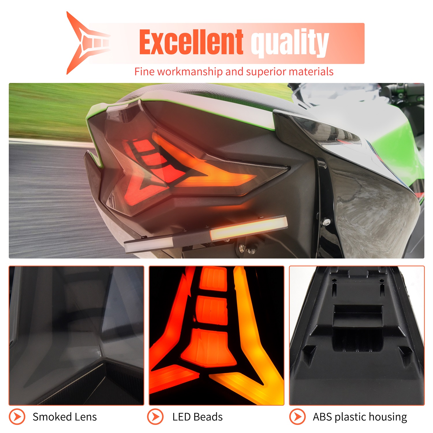 LED Smoked Taillights for Kawasaki Ninja 400/Z400/Z1000/ZX-6R 2013