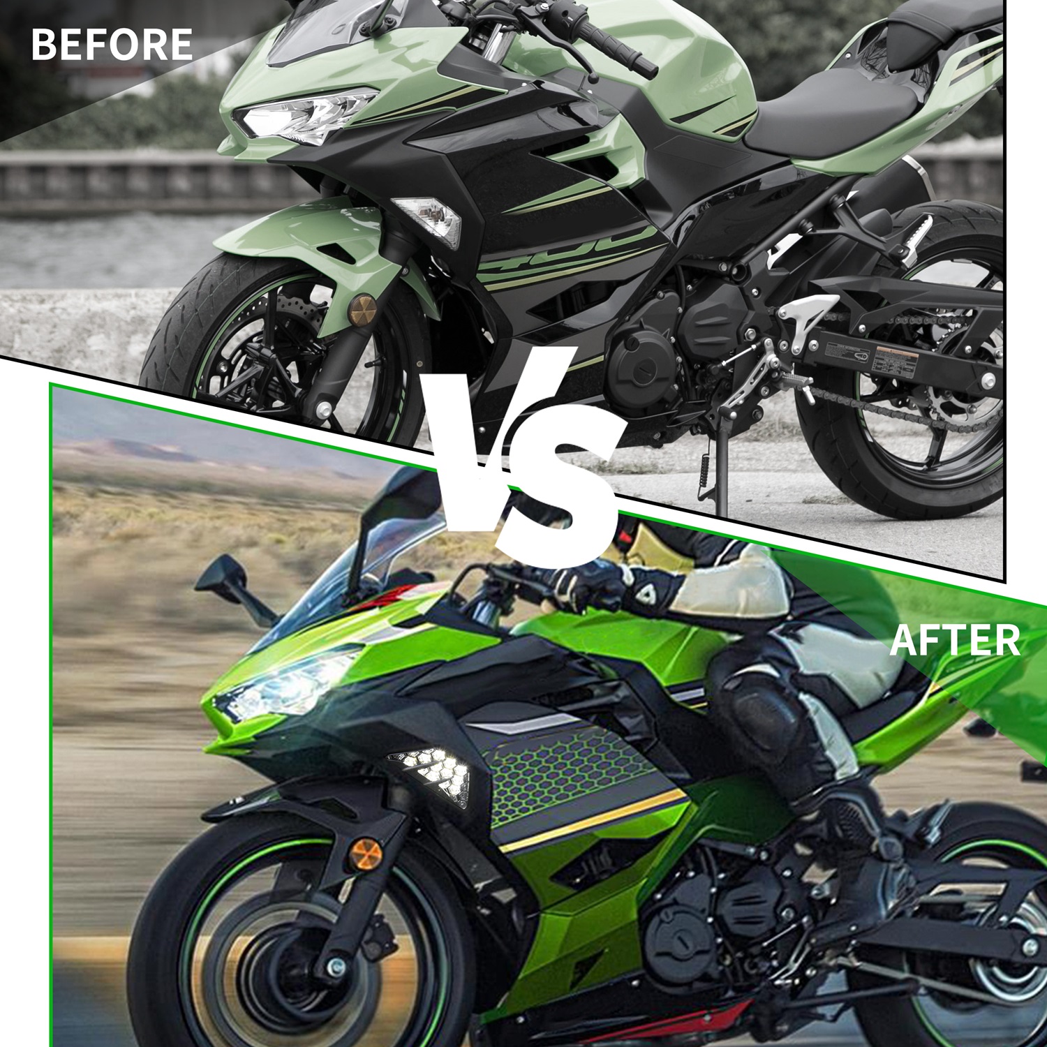LED Turn Signal Lights For Kawasaki Ninja, Z Series Motorcycles | Clear Lens, Direct Replacement Indicator Lights